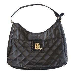 Tommy Hilfiger Bag Black Purse One-Strap Quilted Pattern Material